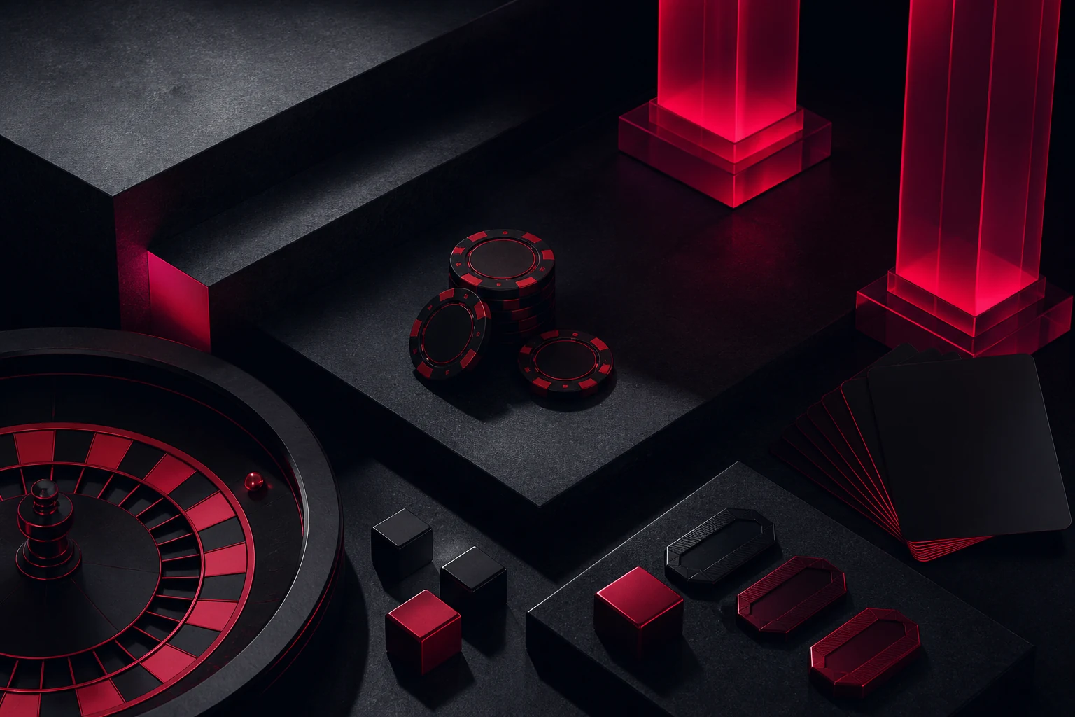 Catalogo di giochi online con roulette, slot e chip in stile Ybets